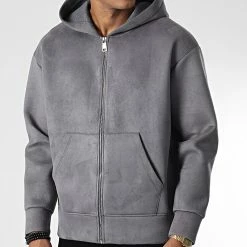 Offres 😍 Sweat Zippé Capuche UY931 Gris Anthracite de Uniplay 🎉