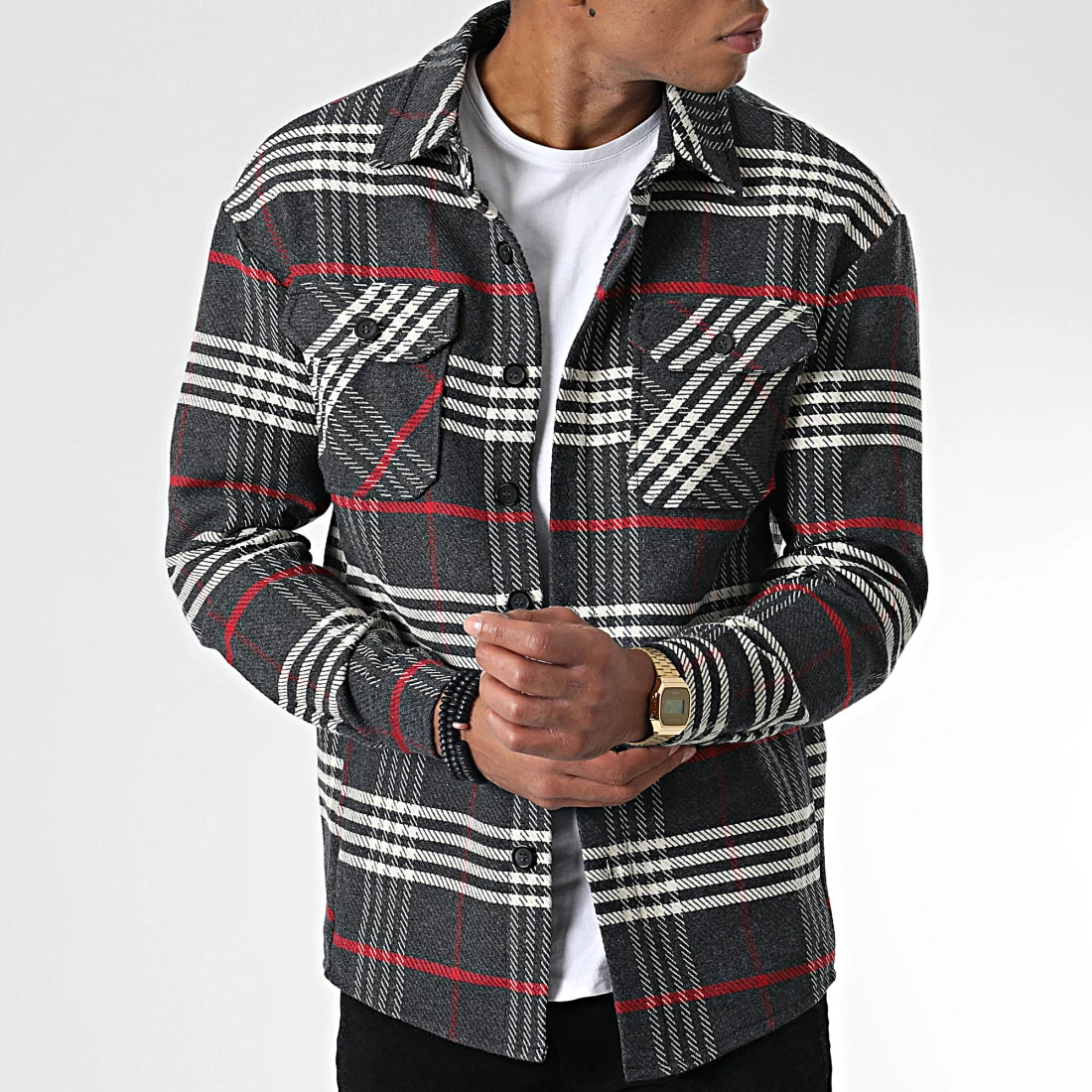 Meilleure vente ❤️ Surchemise A Carreaux C161 Gris Anthracite de Uniplay ❤️ 5 Meilleure vente ❤️ Surchemise A Carreaux C161 Gris Anthracite de Uniplay ❤️ – Image 3