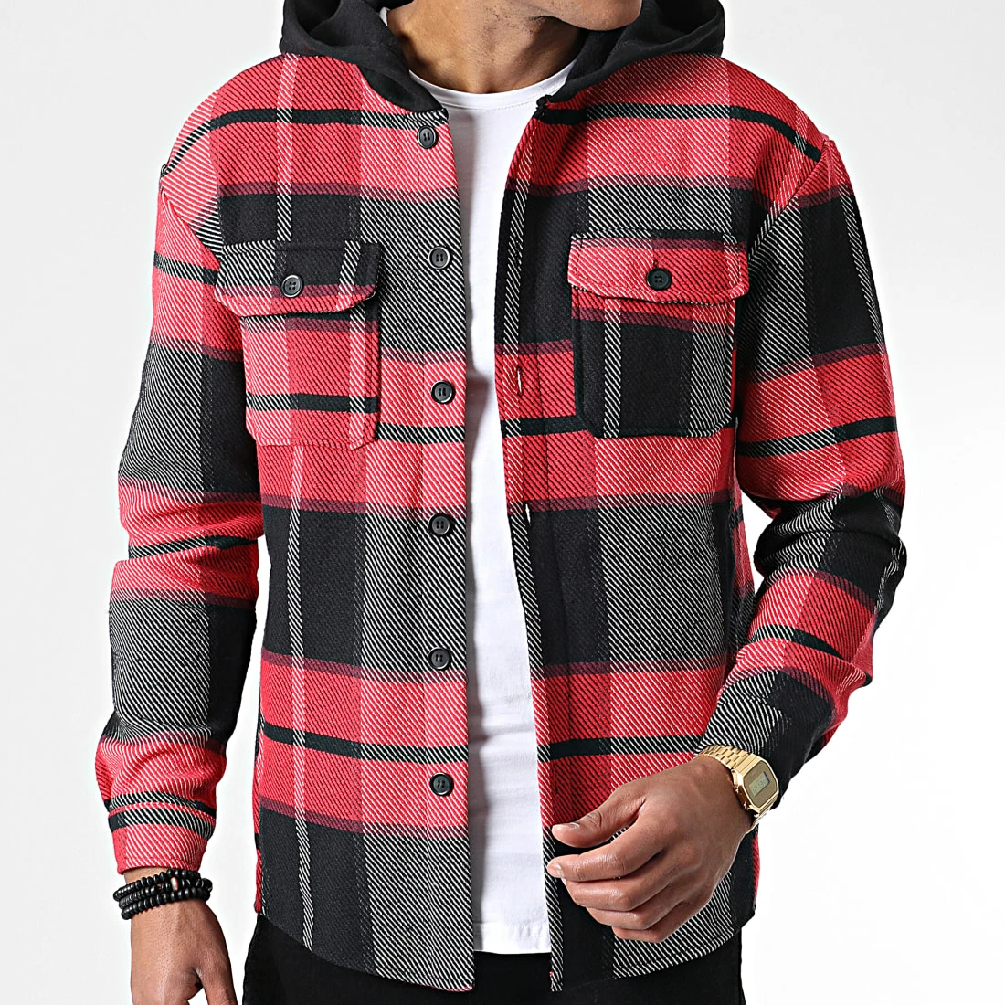 Offres 🥰 Surchemise Capuche A Carreaux C160 Rouge Noir de Uniplay 🤩 5 Offres 🥰 Surchemise Capuche A Carreaux C160 Rouge Noir de Uniplay 🤩 – Image 3