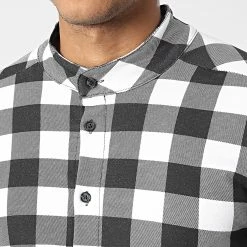 Les meilleures critiques de 😀 Chemise Manches Longues Col Mao UP-C162 Carreaux Blanc Noir de Uniplay 👏 -Uniplay Soldes uniplay 345191 UP C162 WHITE 20221027T151333 02