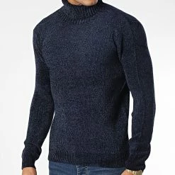 Remise 😀 Pull Col Roulé CR-089 Bleu Marine de Uniplay 👏
