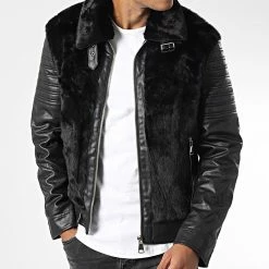 Sortie ✨ Veste Biker Fourrure UP-T8852 Noir de Uniplay ✔️ -Uniplay Soldes uniplay 345261 UP T8852 BLACK 20221027T151445 03