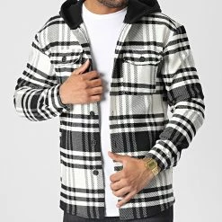 Meilleure affaire 💯 Surchemise Capuche A Carreaux C158 Beige Noir de Uniplay 😀