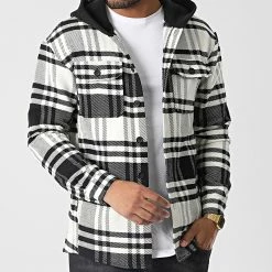 Meilleure affaire 💯 Surchemise Capuche A Carreaux C158 Beige Noir de Uniplay 😀 -Uniplay Soldes uniplay 346619 UP C158 BLACK 20221103T161953 03